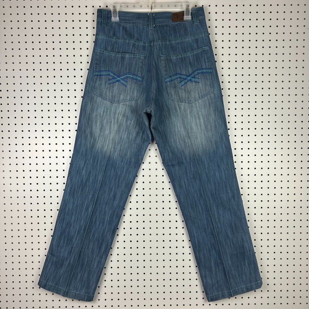 Rick Jeans Y2K‎ Embroidered 30x32 Stitched Grunge Gothic Skater Hip Hop Wash 90s